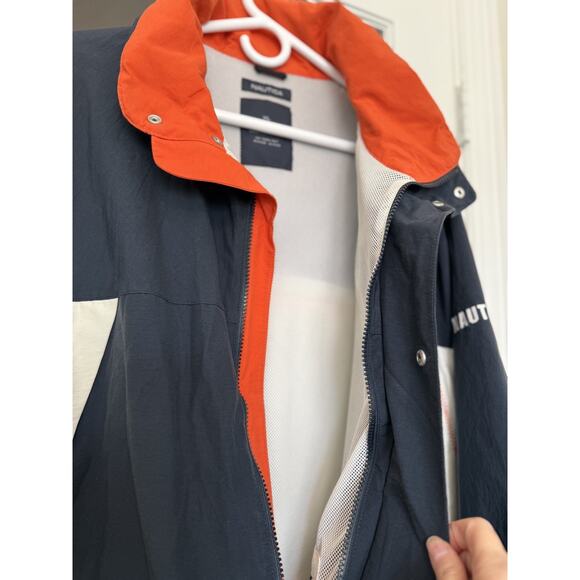 Vintage Y2K Nautica Color Block Striped Hooded Windbreaker Jacket Mens Size XL - Picture 6 of 10